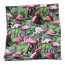 Load image into Gallery viewer, Fabric with pink flamingo pattern on a white background

