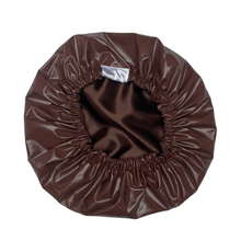 Load image into Gallery viewer, Brown Satin-Lined Shower Cap
