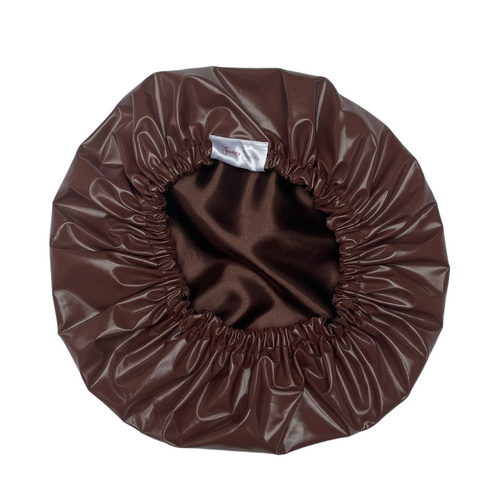 Brown Satin-Lined Shower Cap