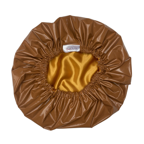 Caramel Satin-Lined Shower Cap
