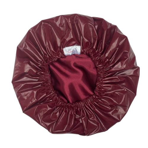 Burgundy Satin-Lined Shower Cap