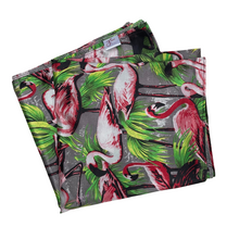 Load image into Gallery viewer, Folded fabric with flamingo and leaf pattern on a white background

