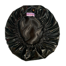 Load image into Gallery viewer, Black Satin-Lined Shower Cap
