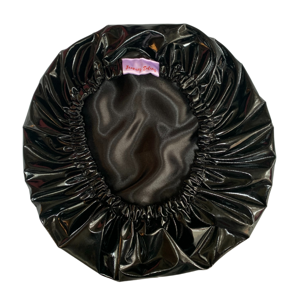 Black Satin-Lined Shower Cap