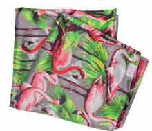 Load image into Gallery viewer, Flamingo Paradise Satin Headwrap
